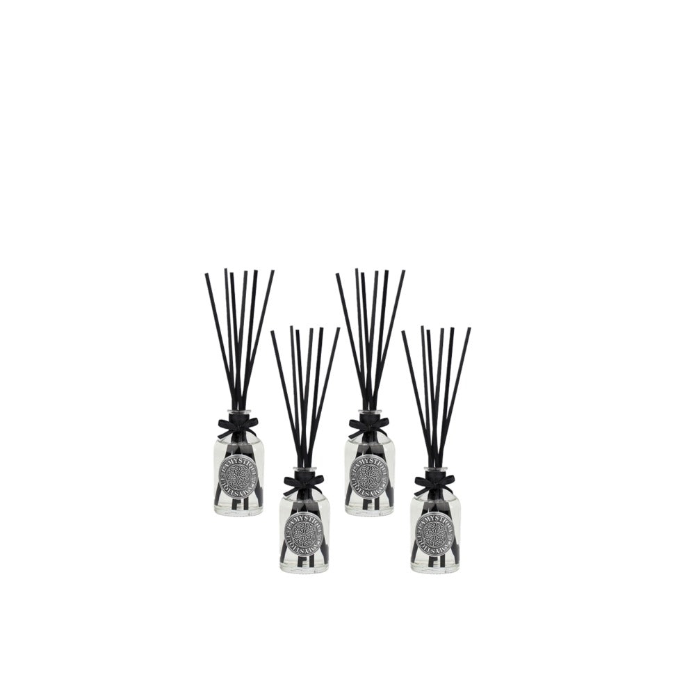LaMystique: set da 4 diffusori a osmosi in vetro trasparente, fragranza Rosa e Gelsomino, 100 ml.