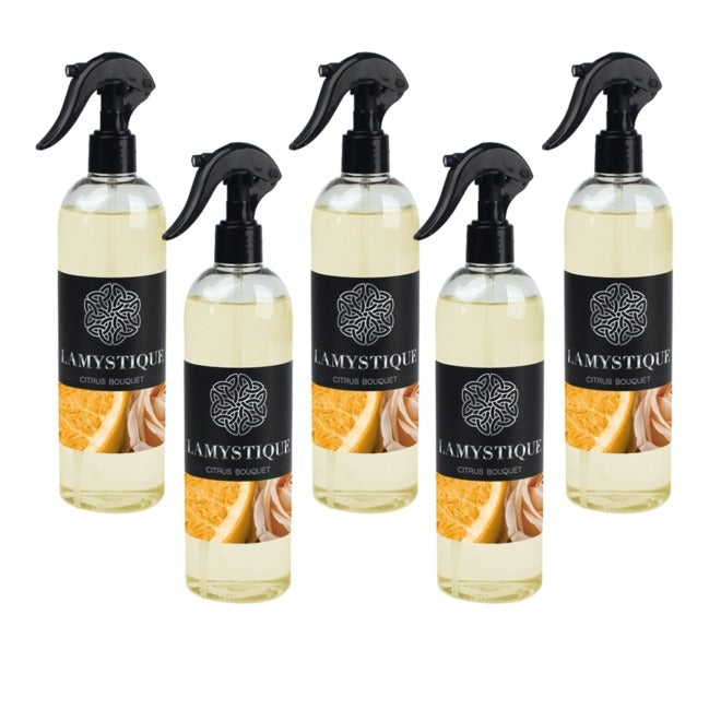 LaMystique, profumatore spray per ambienti e tessuti, fragranza Citrus Bouquet, 500 ml, conf. da 5 pz.