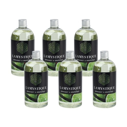 LaMystique, confezione da 6 refill per diffusore a osmosi, fragranza Bergamotto e Pompelmo, 500 ml