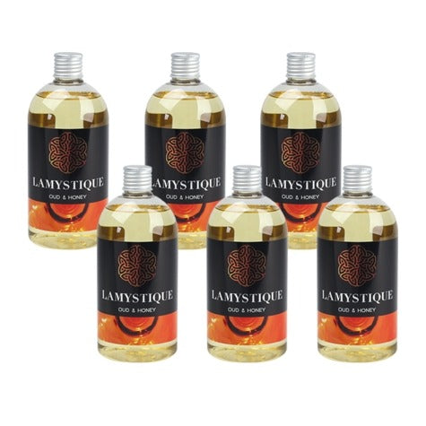 LaMystique, confezione da 6 refill per diffusore a osmosi, fragranza Oud e Miele, 500 ml