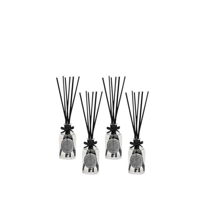 LaMystique: set da 4 diffusori a osmosi in vetro trasparente, fragranza Cocco e Mandorla, 100 ml