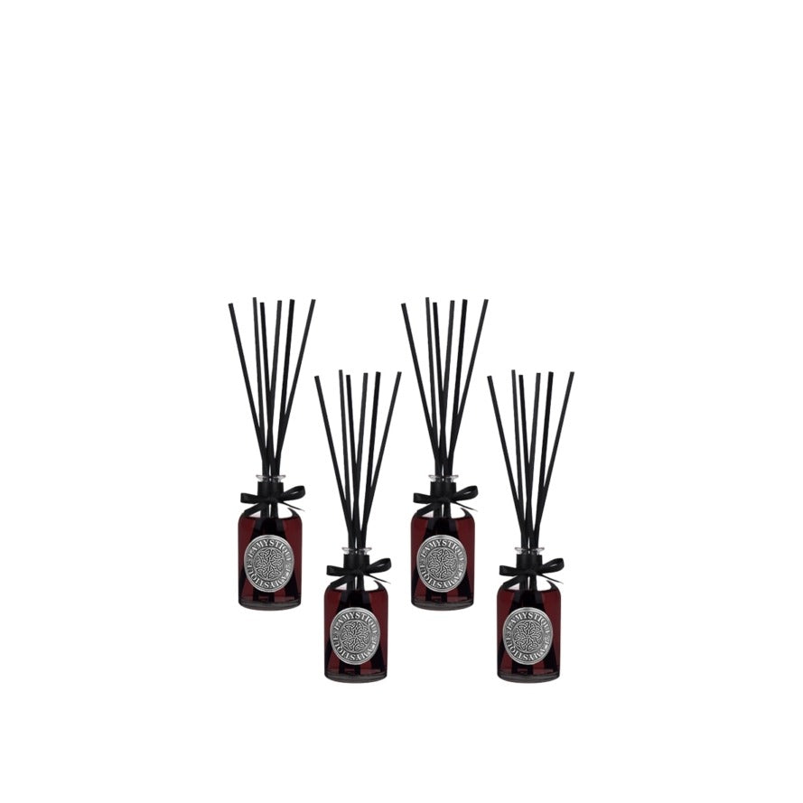 LaMystique, confezione con 4 diffusori a osmosi in vetro trasparente, fragranza Nobile, 100 ml.
