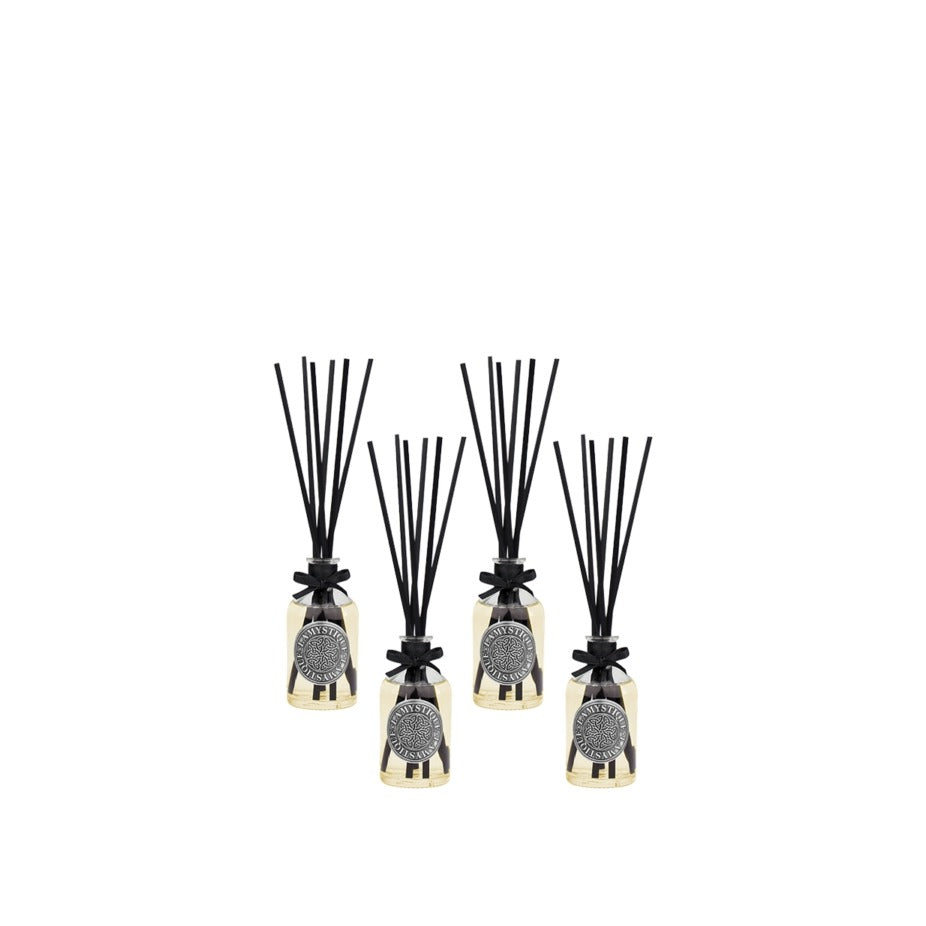 LaMystique, confezione da 4 diffusori a osmosi in vetro trasparente, fragranza Stone Pine, 100 ml.