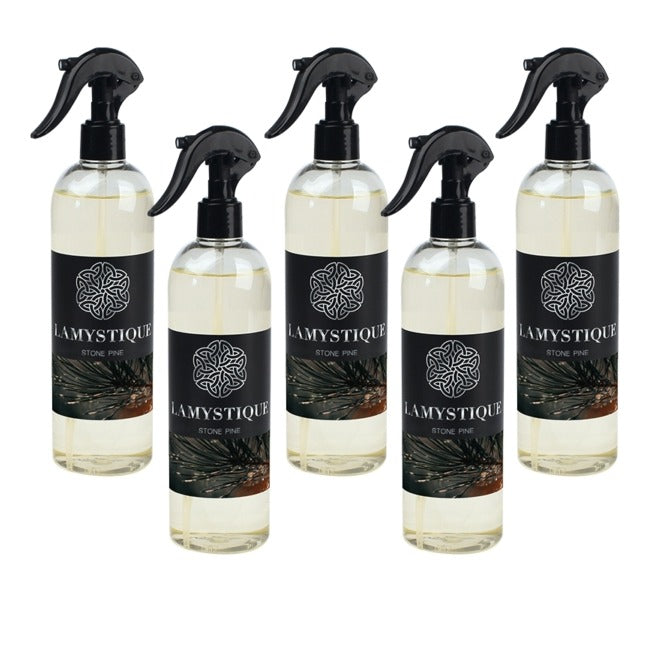 LaMystique, confezione da 5 profumatori spray per ambiente e tessuti, fragranza Stone Pine, 500 ml