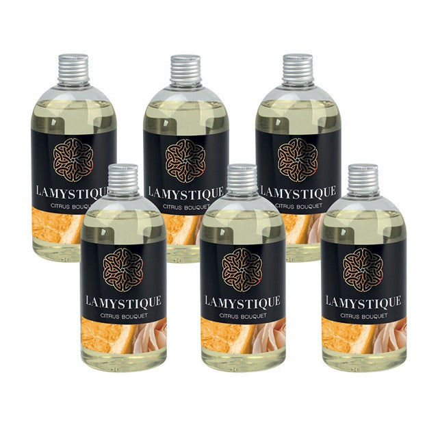 LaMystique, confezione da 6 refill per diffusore a osmosi, fragranza Citrus Bouquet, 500 ml