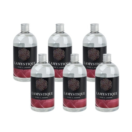 LaMystique, confezione da 6 refill per diffusore a osmosi, Rosa e Gelsomino, 500 ml