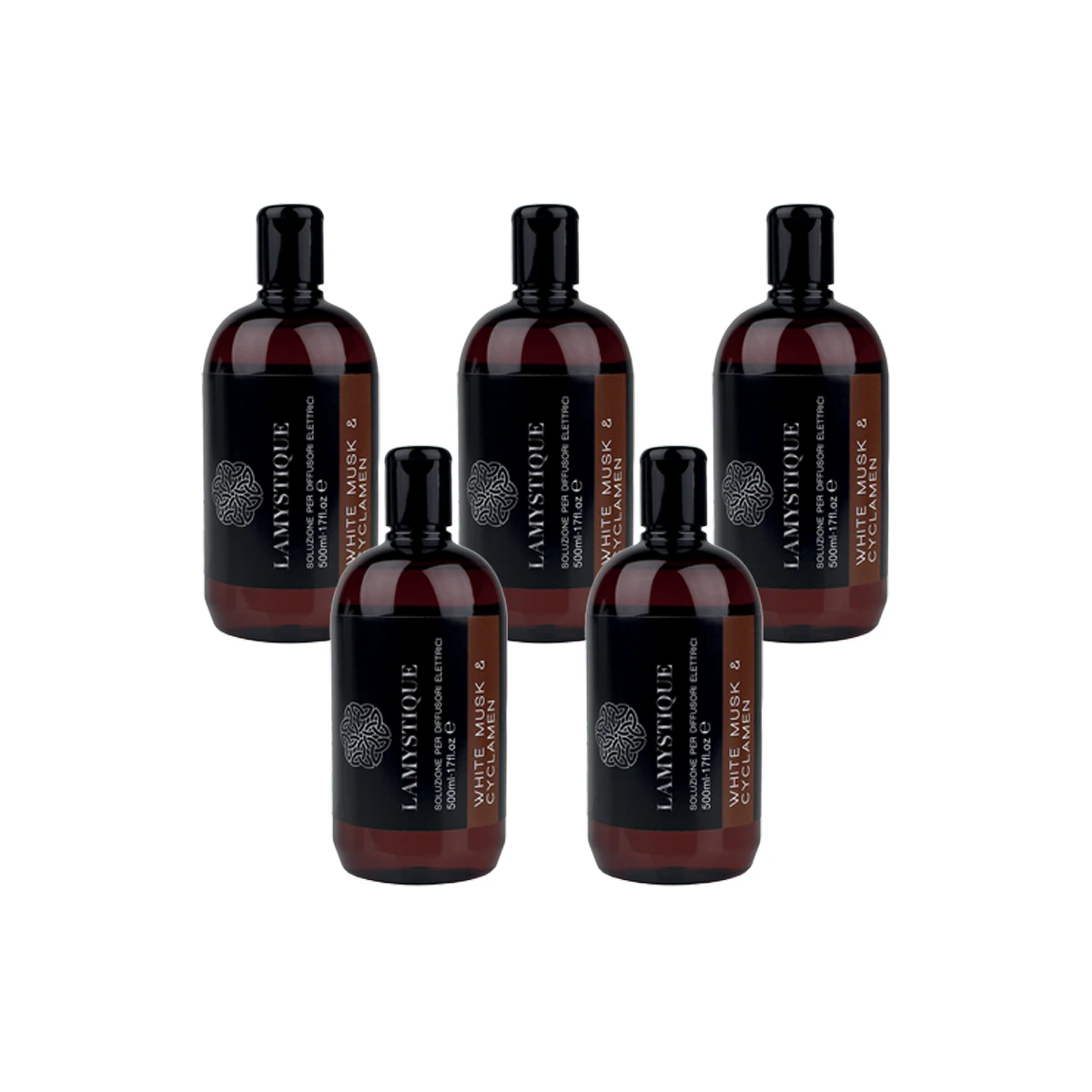   LaMystique, pack of 5 refills for ultrasonic diffuser, White Musk and Cyclamen fragrance, 500 ml.   