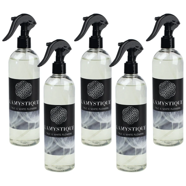 Confezione da 5 profumatori per ambienti e tessuti, fragranza Talco & Fiori bianchi, 500 ml