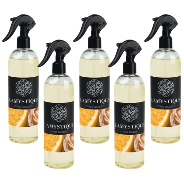 Confezione da 5 profumatori per ambienti e tessuti, fragranza Bouquet d'Agrumi, 500 ml